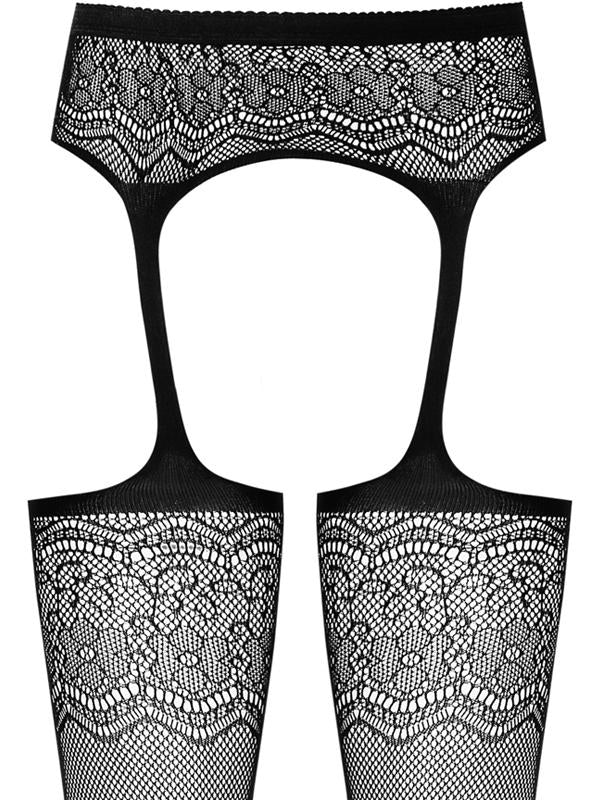 Obsessive - S207 calze con giarrettiera Nylon Nero